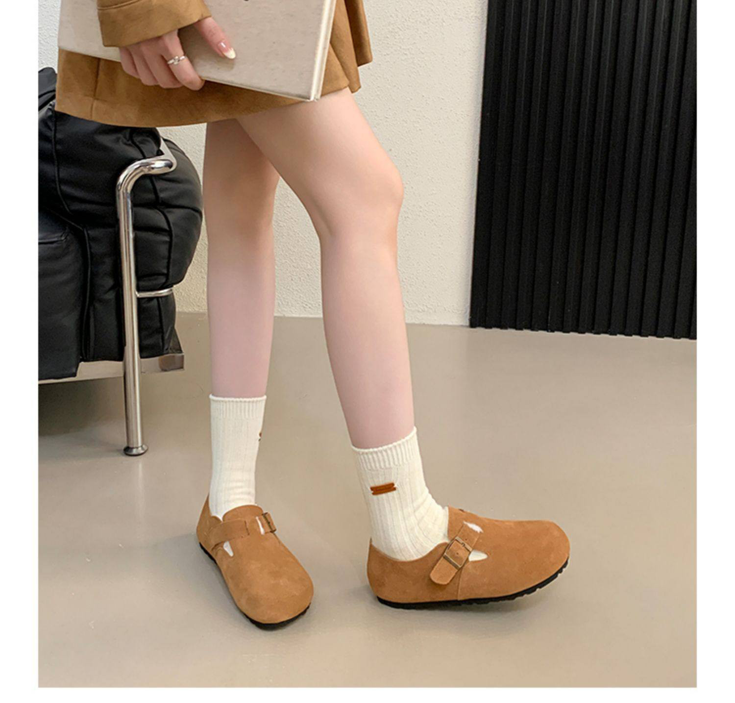 本革ブルケン靴女2026秋冬厚底全包み小ジャガイモプラス綿靴大サイズ婦人靴41から43