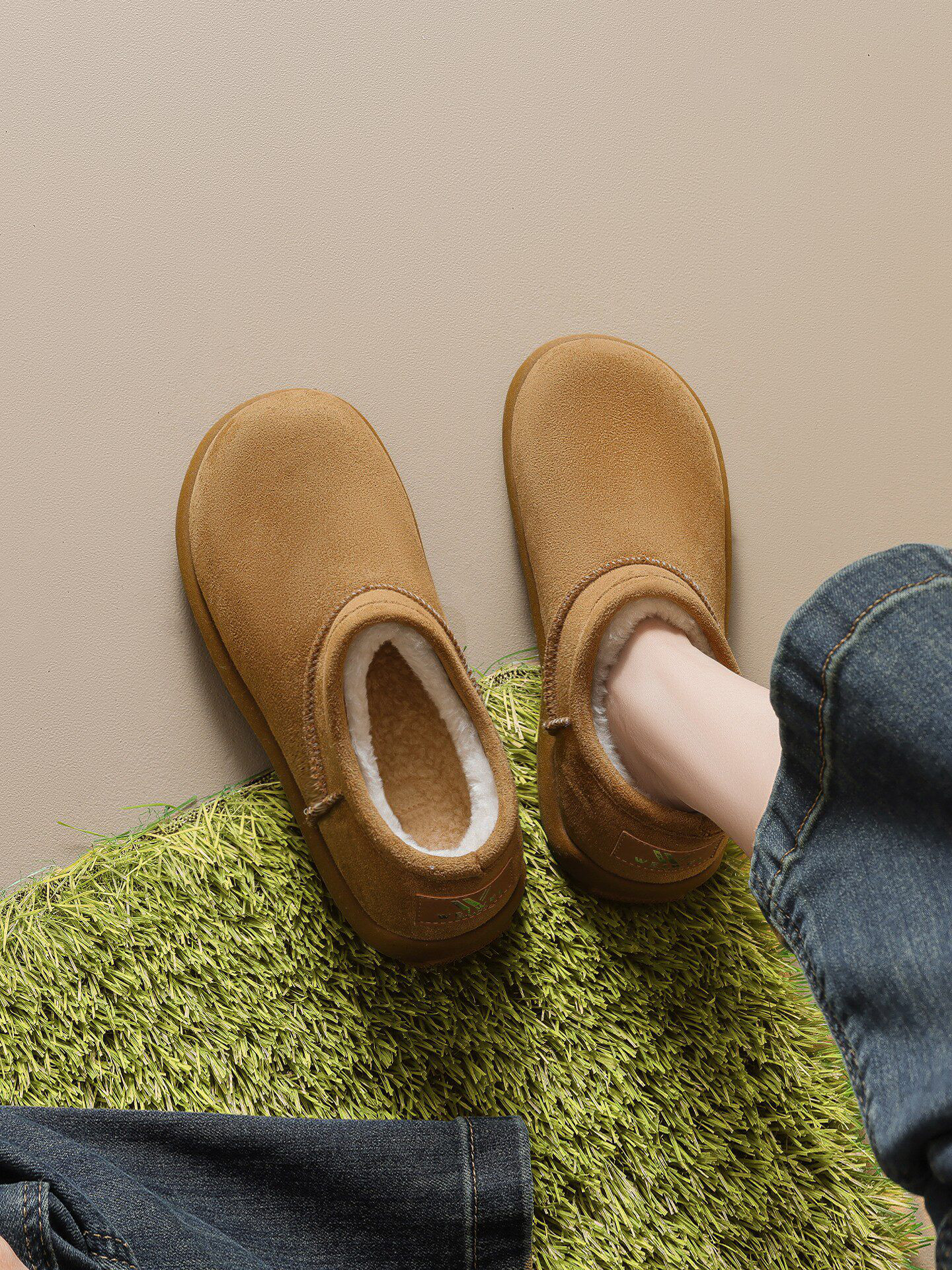 本革のじゃがいものブルケン靴女性2026冬の新型厚底加絨毯加厚綿靴スノーブーツ