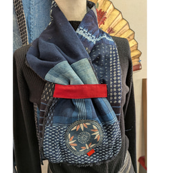 久留米絣と古布パッチワークパンツ 古布リメイク ロングパンツ 着物