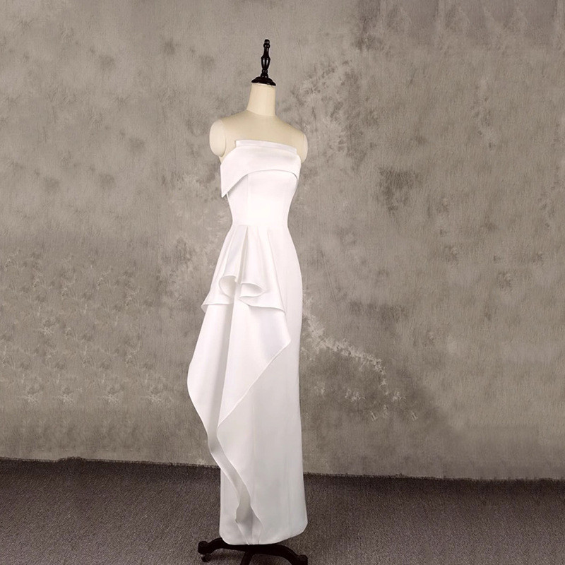 ウェディングドレス 白 黒 サテン パーティードレス シンプル 結婚式 パーティー 演奏会 前撮り お呼ばれ AK512 9,169円