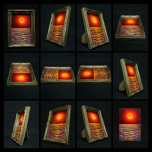 油絵 油彩 油彩画 絵 絵画 ミニ絵画【神秘的な夜】 油絵 ミニ絵画【神秘