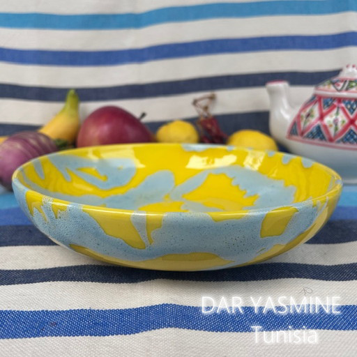 ハネン　カラフル地中海陶器　陽気なイエロー&アクアブルー　ディアDia20　DIA20CT