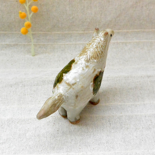 馬の置物（クローバーB) 干支・午年 ウマ・うま 手作り陶器・陶芸 植物