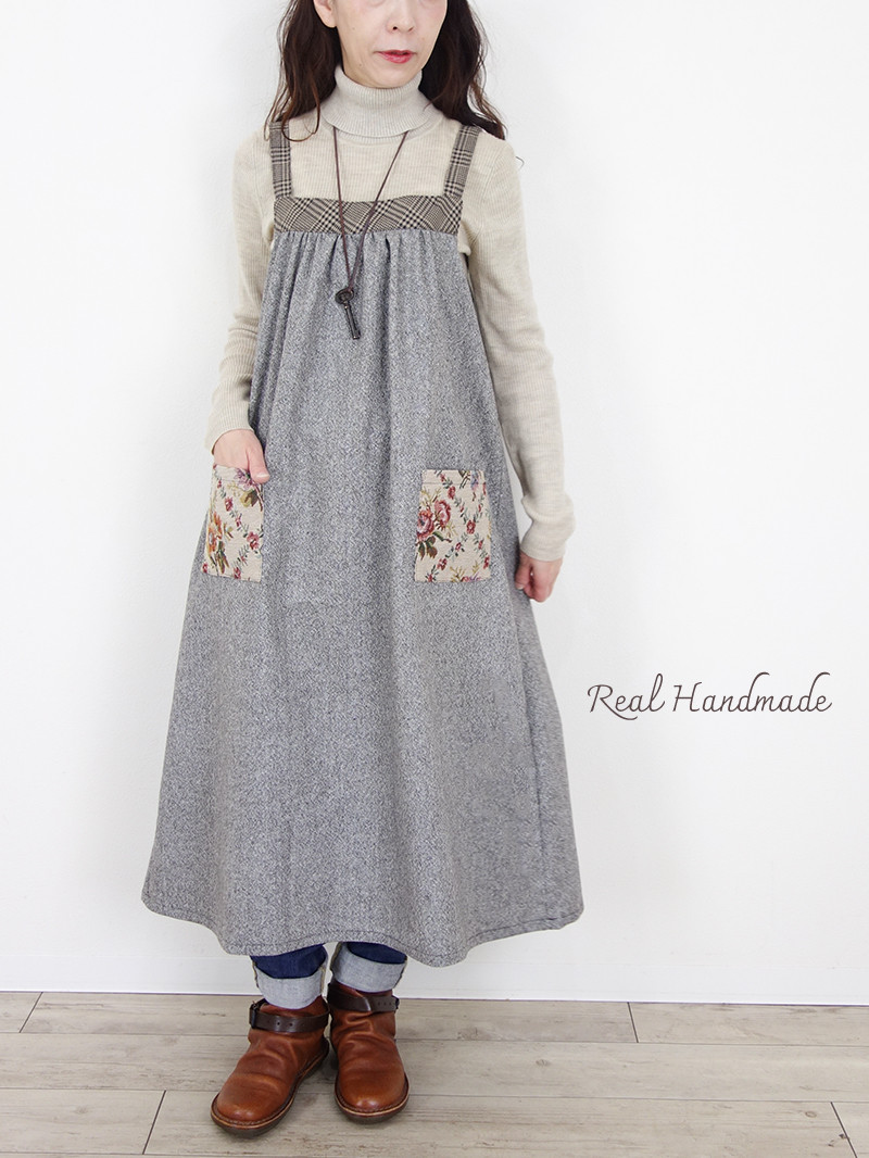[予約販売] ウールツイードとゴブランポケットのキャミワンピース