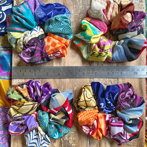 ◇サリーシルクのパッチワークシュシュ◇D◇ シュシュ TODOT 通販