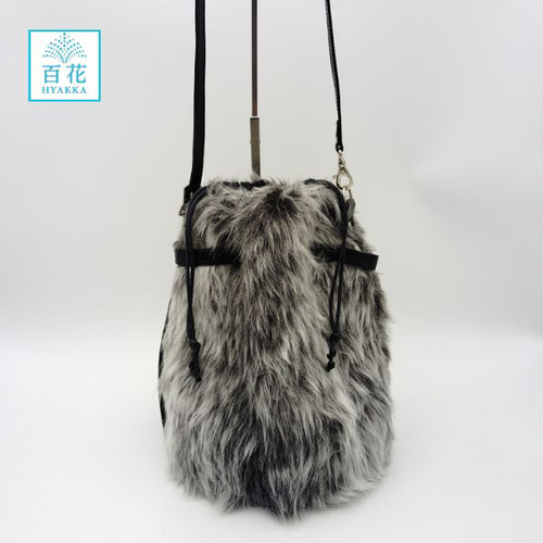 ファー バケツ型ショルダーバッグ｜レザーショルダー 丸底｜試作品特別