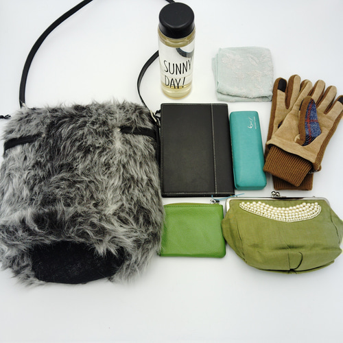 ファー バケツ型ショルダーバッグ｜レザーショルダー 丸底｜試作品特別