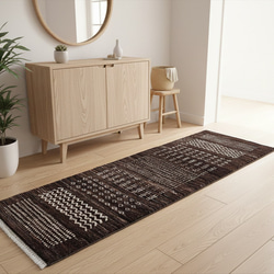 ペルシャ ギャッベ ミニマット 44x40cm グレー 山 女の子 ギャベ