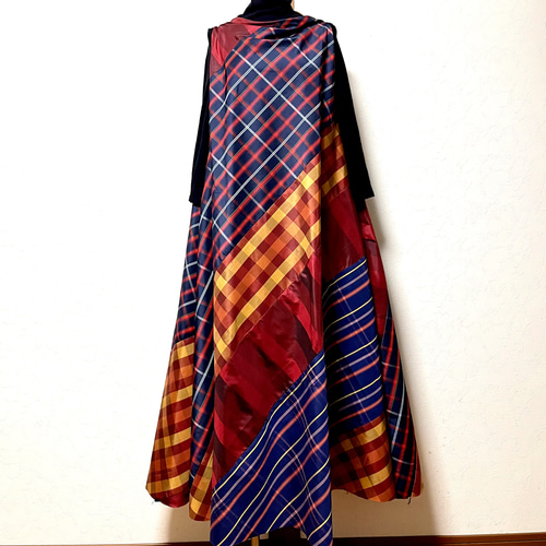 大島紬 フレアードレス 着物リメイク ワンピース eterlna 通販