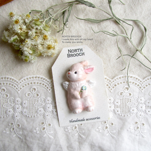 うさぎの天使 陶土ブローチ ブローチ NORTH BROOCH 通販 20241115