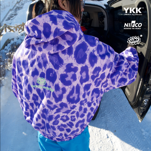 25-26 スノボウェア ジャケット単品 ヒョウ柄 紫 パープル ゆったり 撥