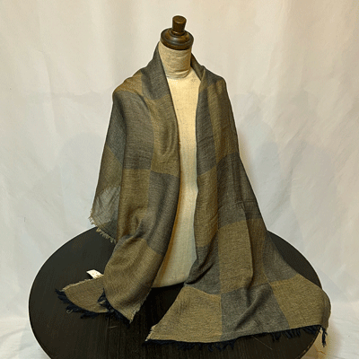 市松模様柿渋染めロングストール　K25112