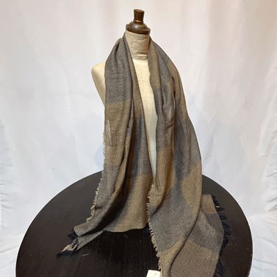 市松模様柿渋染めロングストール　K25112