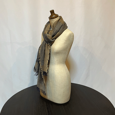 市松模様柿渋染めロングストール　K25112