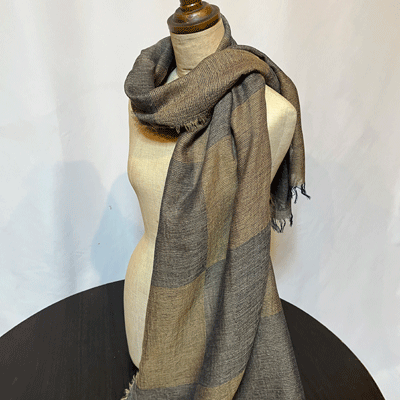 市松模様柿渋染めロングストール　K25112