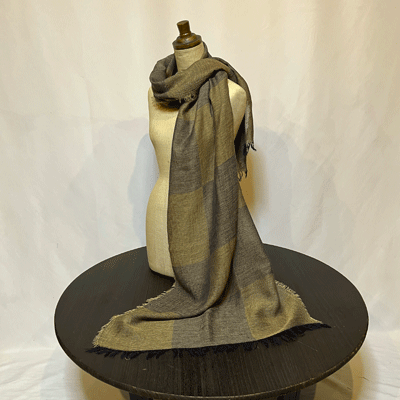 市松模様柿渋染めロングストール　K25112