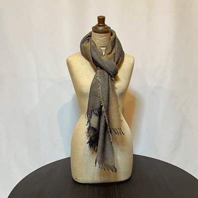 市松模様柿渋染めロングストール　K25112