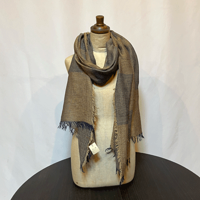 市松模様柿渋染めロングストール　K25112