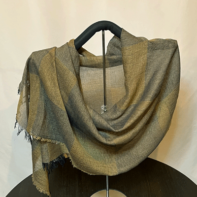 市松模様柿渋染めロングストール　K25112