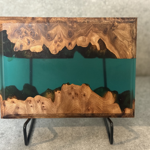 銘木×レジン】レジン台座 花台 レジンコースター アクセサリースタンド