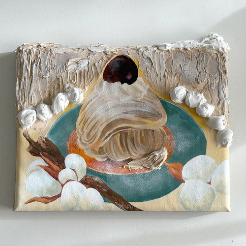 一点物】原画/アクリル画/アートパネル/半立体絵画「モンブラン