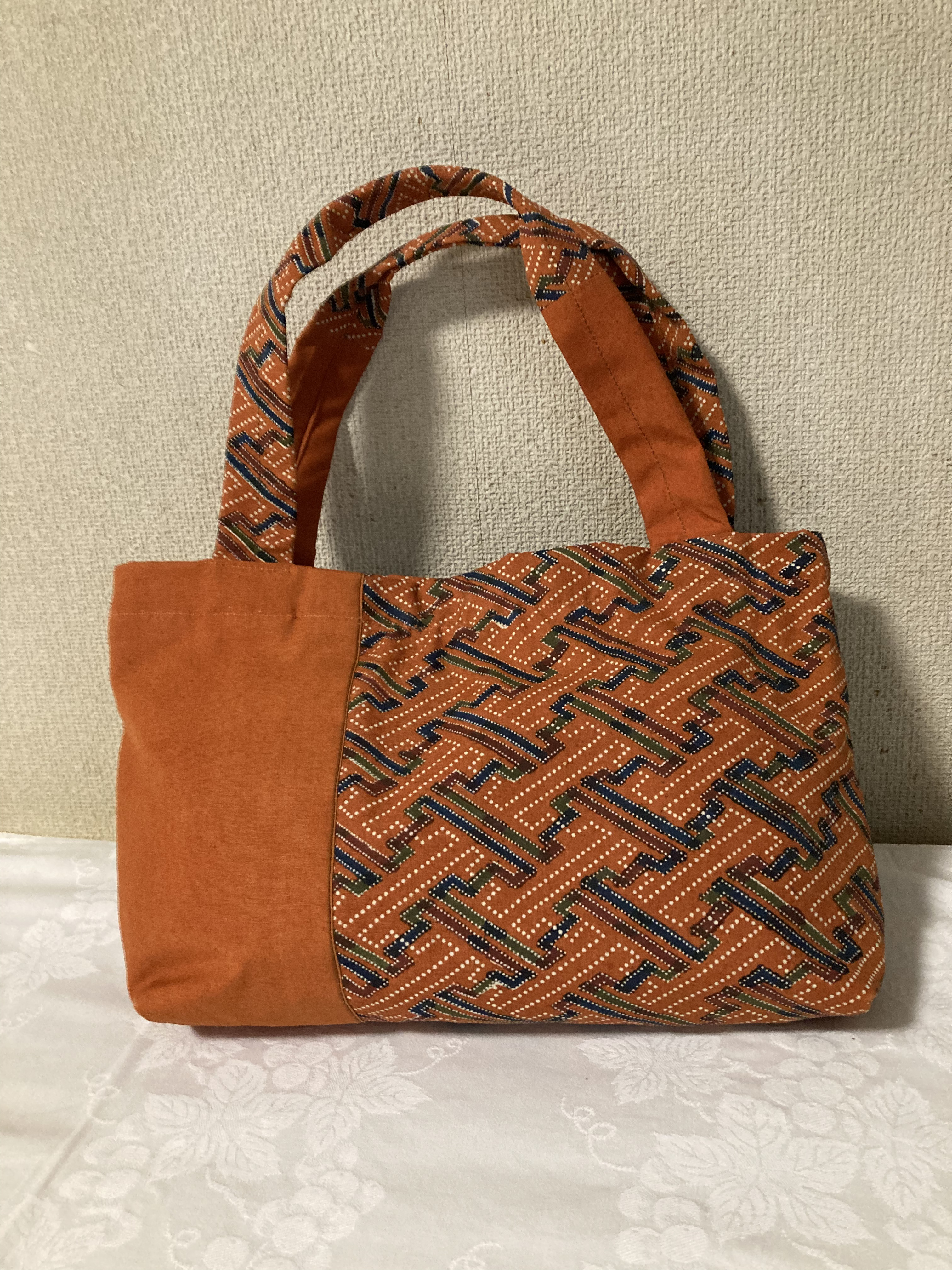 和柄　帯リメイク　ハンドバック　トートバッグ　手提げバッグ　正絹　草木染め名古屋帯　日本製　一点物 4,000円