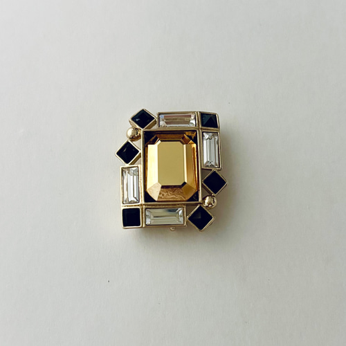 幾何学模様モダンブローチ2Way ネックレス ゴールド ゴールド ブラック