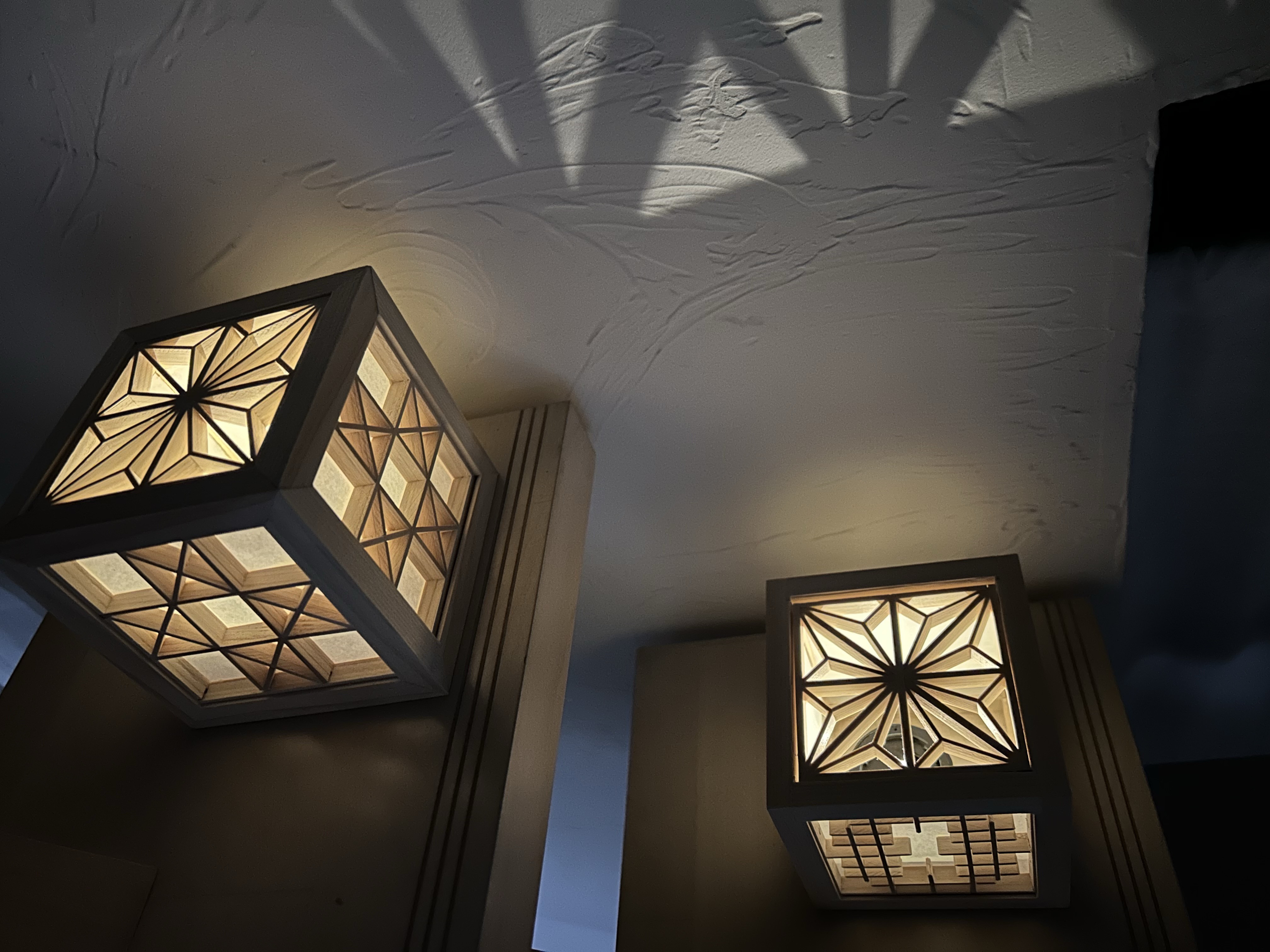 組子細工　麻の葉　ミニ行灯２個セット　影の演出　新春福袋　竹　creema限定