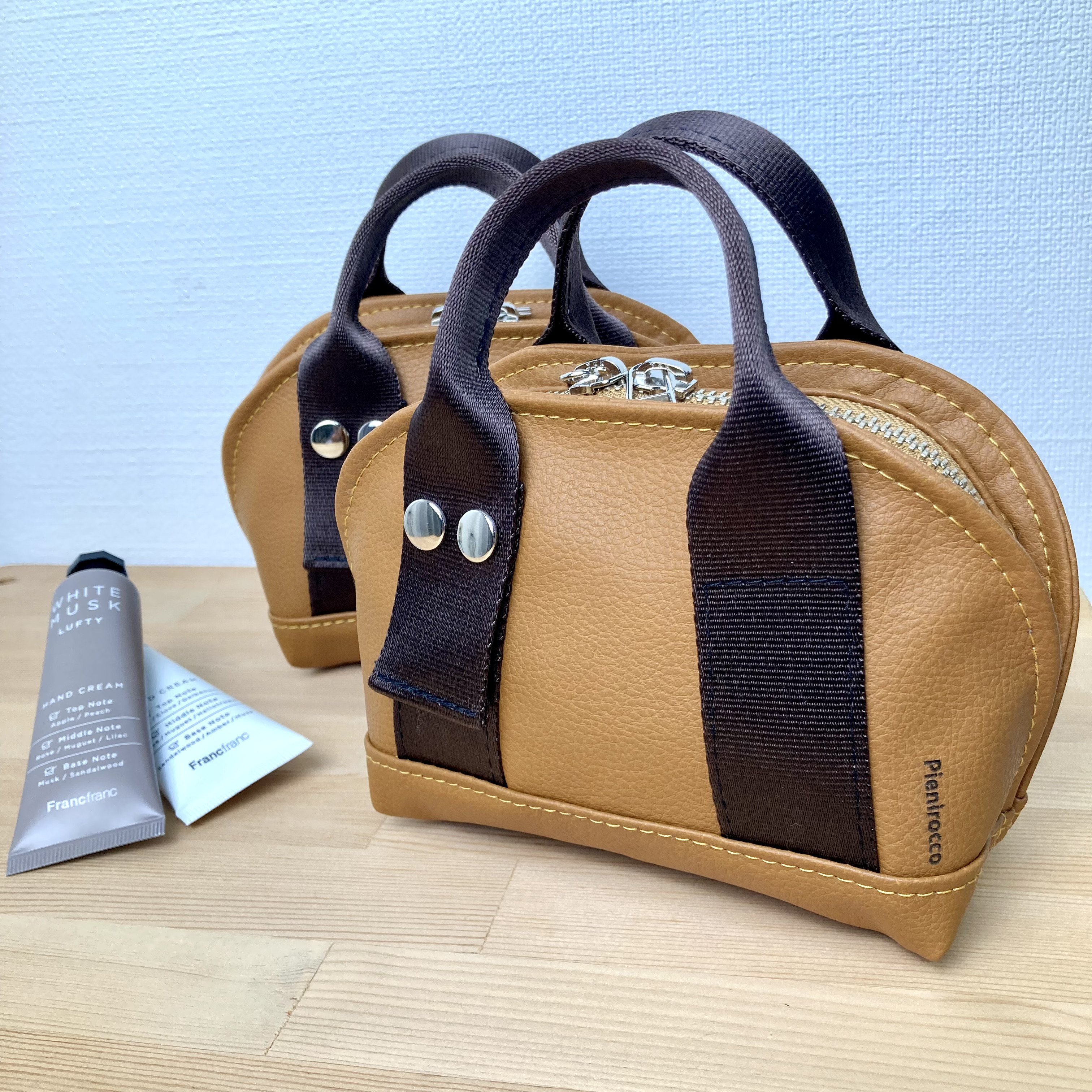 ミニマムさんの旅行かばん<ボストンポーチ>キャメル