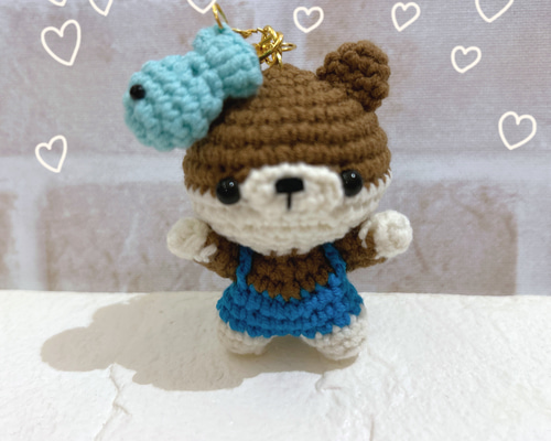 受注制作☆あみぐるみ☆カワウソ☆キーホルダー あみぐるみ ふたば