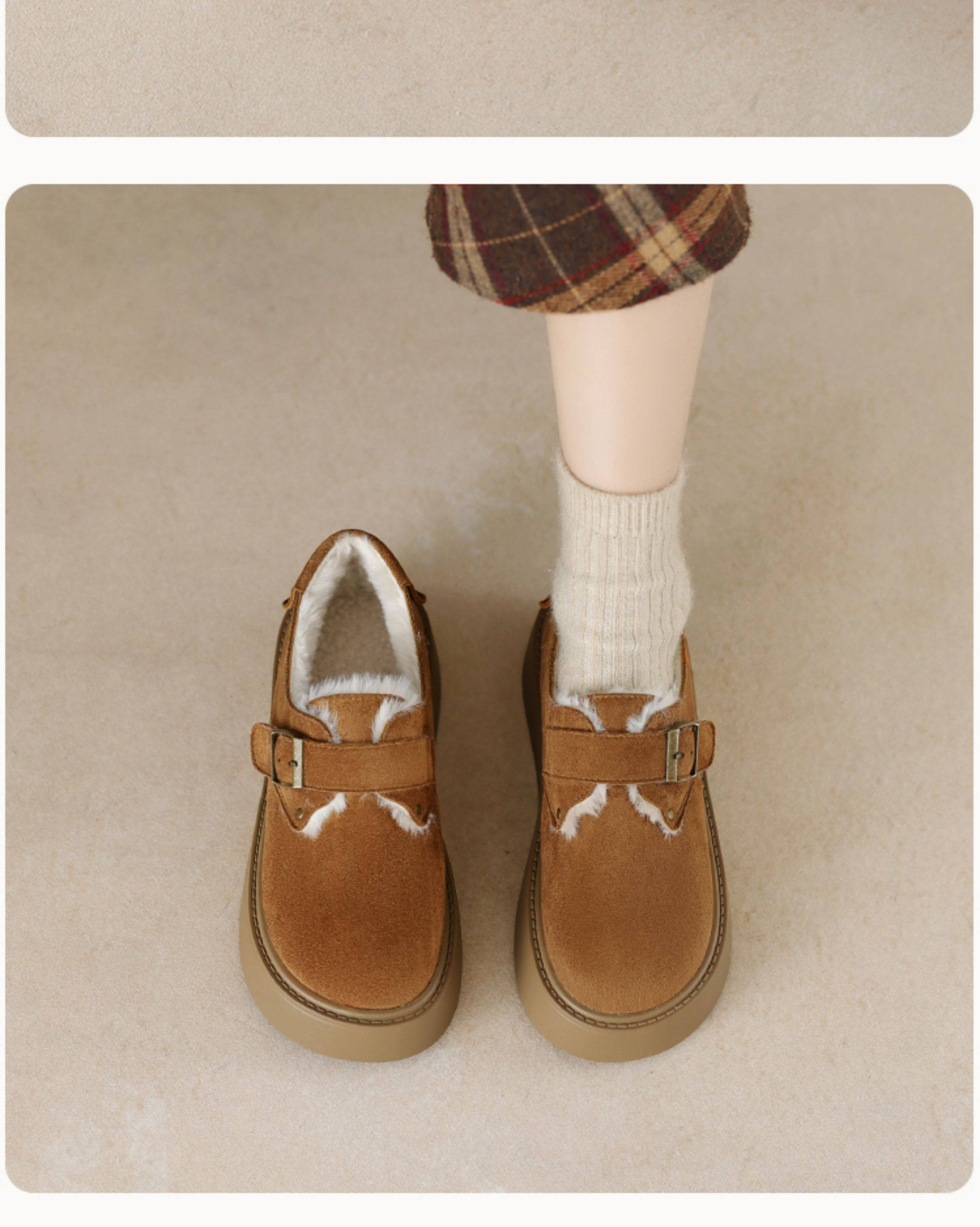 本革~厚底のビルケンシュトック女性冬用加絨超火綿靴スノーブーツ大判婦人靴41 ~ 43