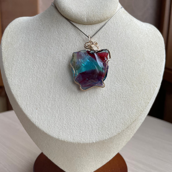 アンダラクリスタル・多色✨虹入り✨〜14kgfワイヤーペンダントトップ