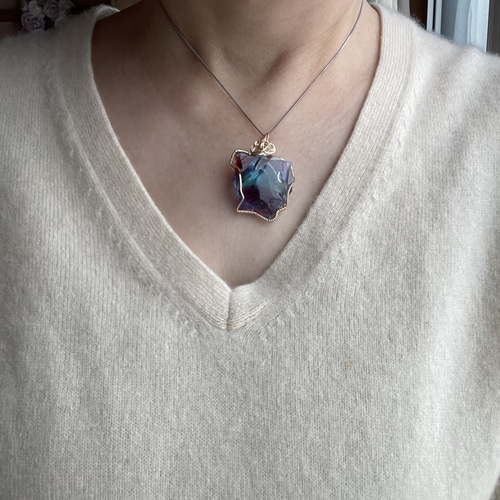 アンダラクリスタル・多色✨虹入り✨〜14kgfワイヤーペンダントトップ