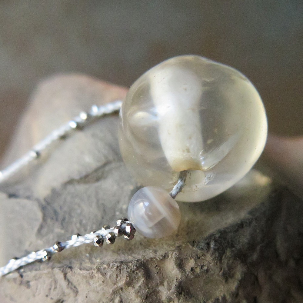 アンティーク　古代水晶　特大　＆　古代瑪瑙　＋　メタルビーズ　＆　ヴェネチアン　ネックレス　千世 chitose