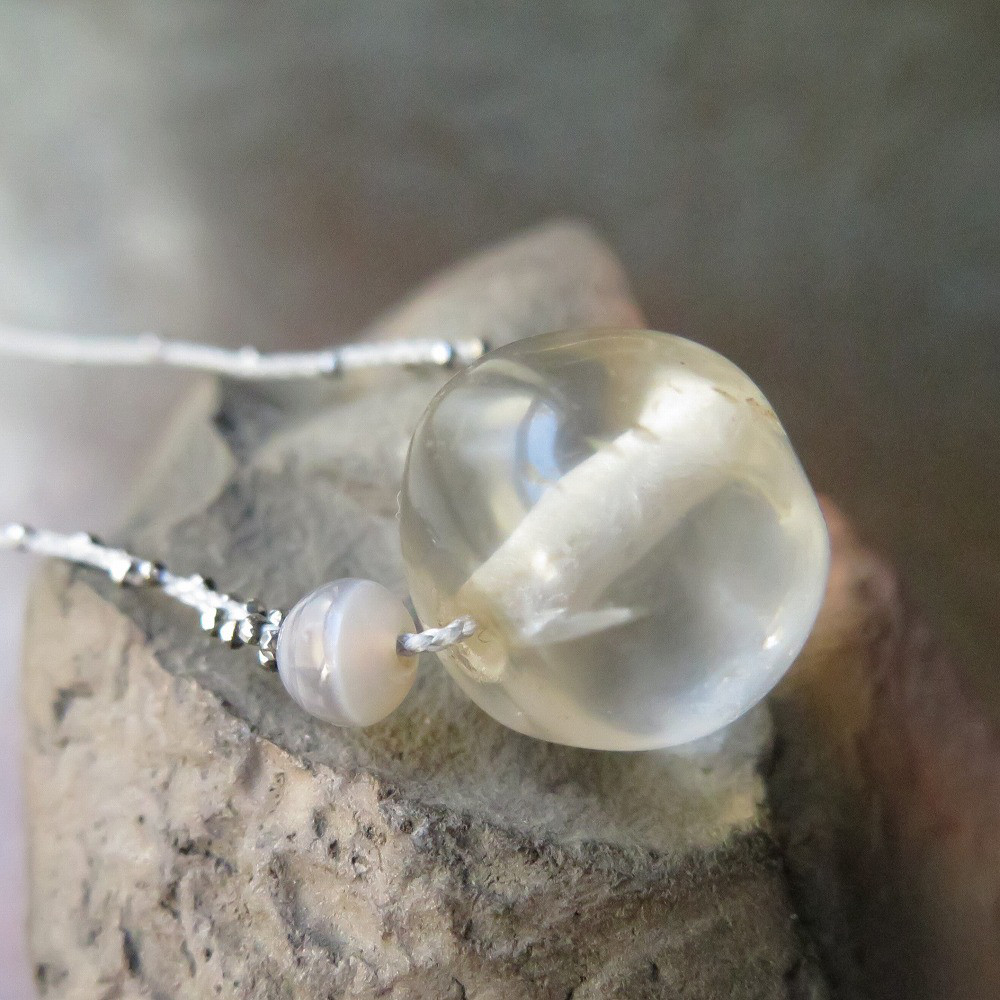 アンティーク　古代水晶　特大　＆　古代瑪瑙　＋　メタルビーズ　＆　ヴェネチアン　ネックレス　千世 chitose