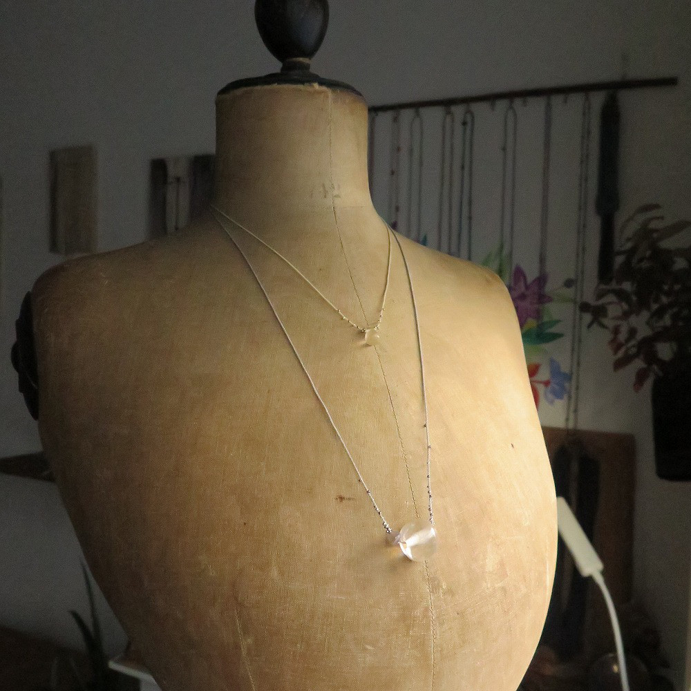 アンティーク　古代水晶　特大　＆　古代瑪瑙　＋　メタルビーズ　＆　ヴェネチアン　ネックレス　千世 chitose