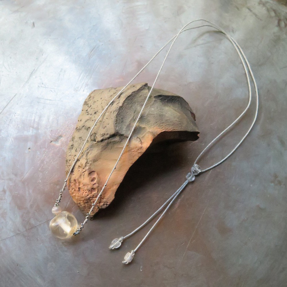 アンティーク　古代水晶　特大　＆　古代瑪瑙　＋　メタルビーズ　＆　ヴェネチアン　ネックレス　千世 chitose