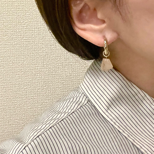 Ahnung 03｜微かな温度〈オレンジルチルクォーツ〉 ピアス（フープ
