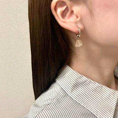 Ahnung 03｜微かな温度〈オレンジルチルクォーツ〉 ピアス（フープ