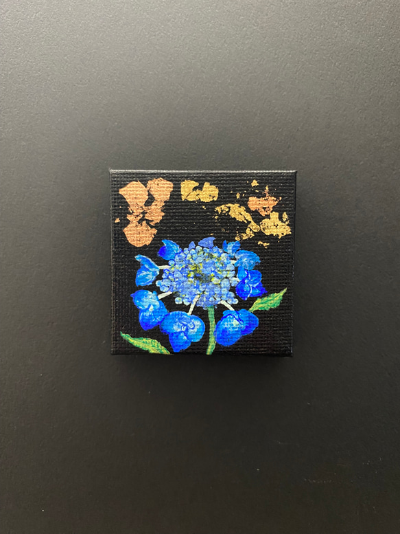 絵　ワンちゃんと紫陽花 色紙絵 花鳥画 吉井蘭月 紫陽花 四季絵 k5-021b（代引き不可