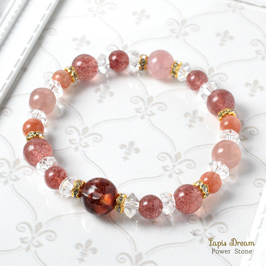 感情の奥をやさしく整えるお守り | オーロラクォーツ、ディープローズクォーツの天然石パワー.ストーン ブレスレット