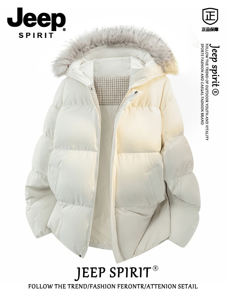 Jeep spirit高級感座山彫刻カジュアル綿入れ男性冬の保温パンダウン綿入れコート男性