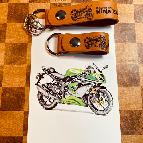 本革レザーキーストラップ ニンジャ ZX-6R オリジナルレザーキー