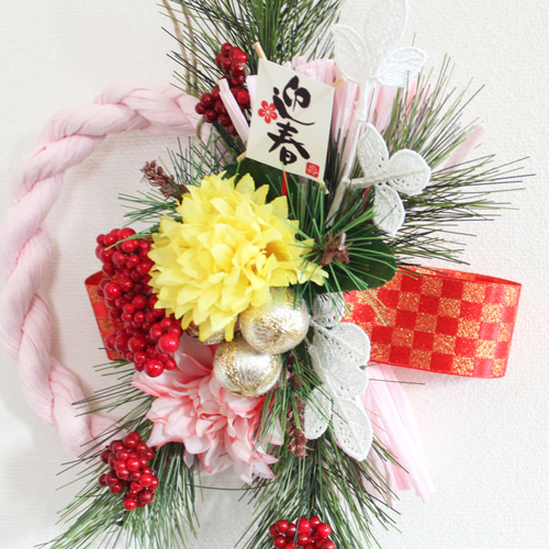 すぐに出荷可能 1点限り「送料無料」お正月飾りリース B1043 しめ縄