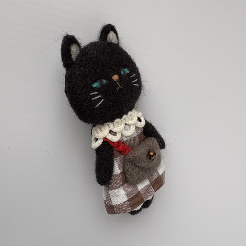 羊毛フェルト猫 黒猫ブローチ 羊毛フェルト 猫ブローチ 黒猫 オッドアイ｜Yahoo!フリマ（旧PayPay