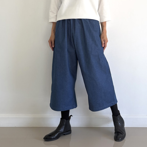履くたび好きになる-通年使えるリラックスワイドパンツ デニムコットン