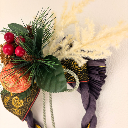 1点限り】送料無料☆年末年始限定☆ お正月リース《ネイビー》 しめ縄