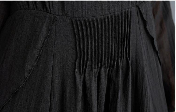 大きいサイズ 新品 3L前後 黒 ロングワンピース マキシ丈ワンピース プリーツ