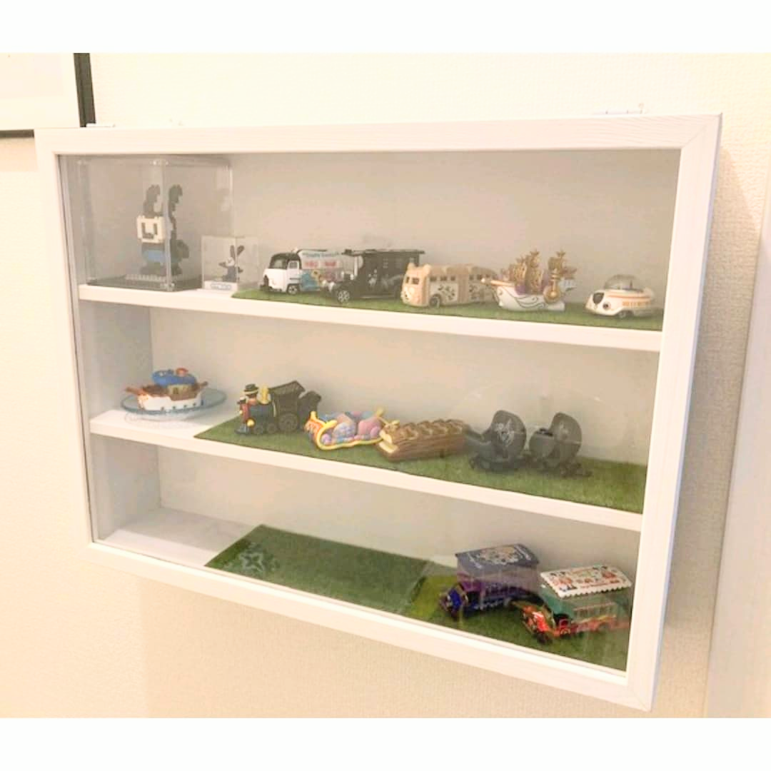 大人気☆壁掛け金具付☆３段クリアシェルフ☆ホワイト☆