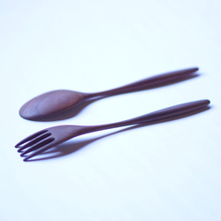 大型木質咖哩勺叉套裝（胡桃木色） 第8張的照片